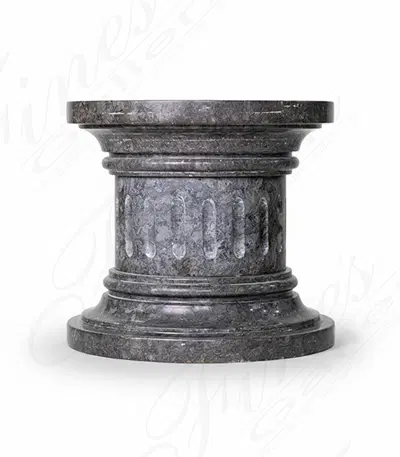 Black Marble Column Base - Fluted Dark Gray Pedestal for Statues and Sculptures