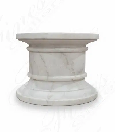 22" Round Pedestal In Statuary Marble