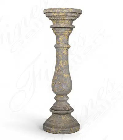 35 Inch Pedestal In Giallo Marrone Marble