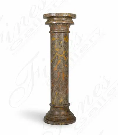 36 Inch Pedestal in Polished Giallo Marrone Marble