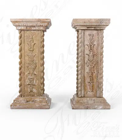 Vintage Marble Pedestal Pair - Elegant Home Decor Columns - Classic Design Bases