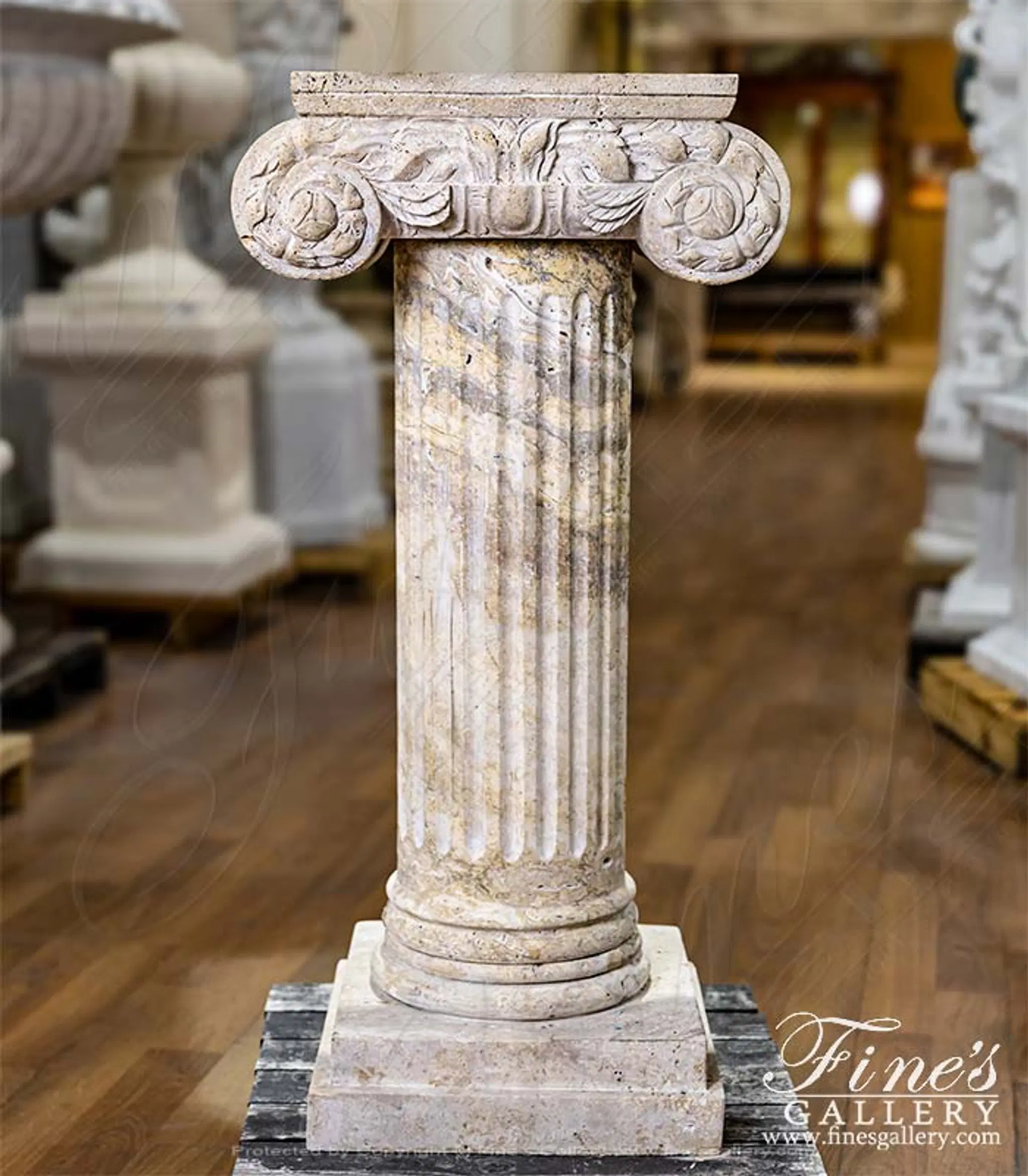Ionic Column Travertine Pedestal 