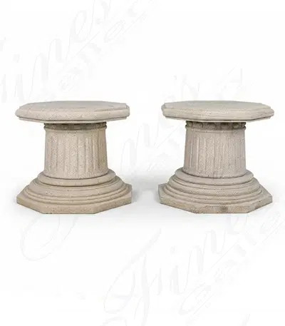 Sandstone Base Pair - Natural Stone Display Pedestals for Home Decor - Limited Edition