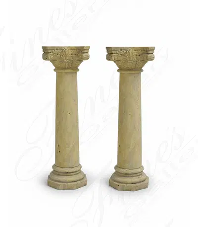 Corinthian Capital Travertine Pedestal - Elegant Marble Base for Home Decor