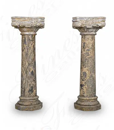 Giallo Marrone Marble Corinthian Pedestal - Luxury Marble Base for Home Decor
