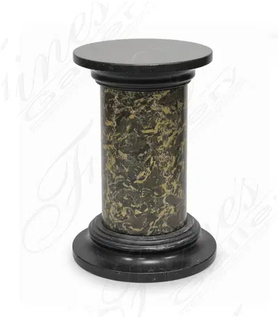 Rare Two Toned Black Marble Pedestal Base - Elegant Home Decor Display Stand - Fine's Gallery