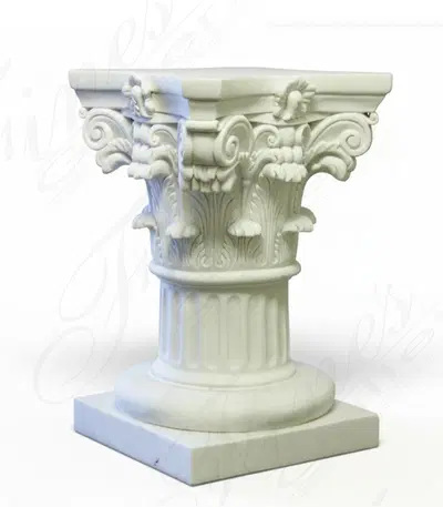Corinthian White Marble Base - Elegant Pedestal Column for Sculptures and Statues