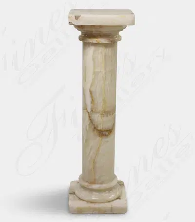 White Onyx Pedestal - Translucent Natural Stone Display Stand - Elegant Home Decor