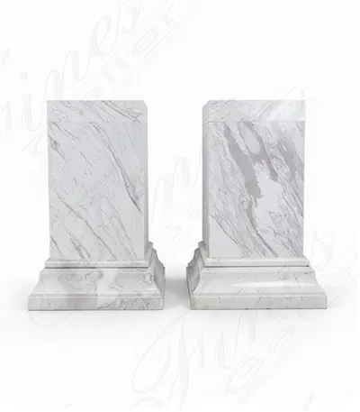 Polished Volokas Marble Base Pair