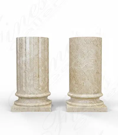 Cappucino Marble Column Base - Fluted and Smooth - Elegant Home Decor Pedestal
