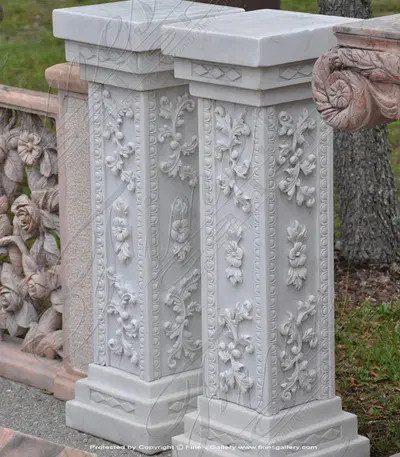 Ornate White Marble Base