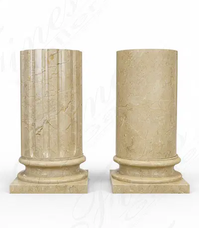 Royal Cream Marble Pedestal - Elegant High Polished Decorative Base