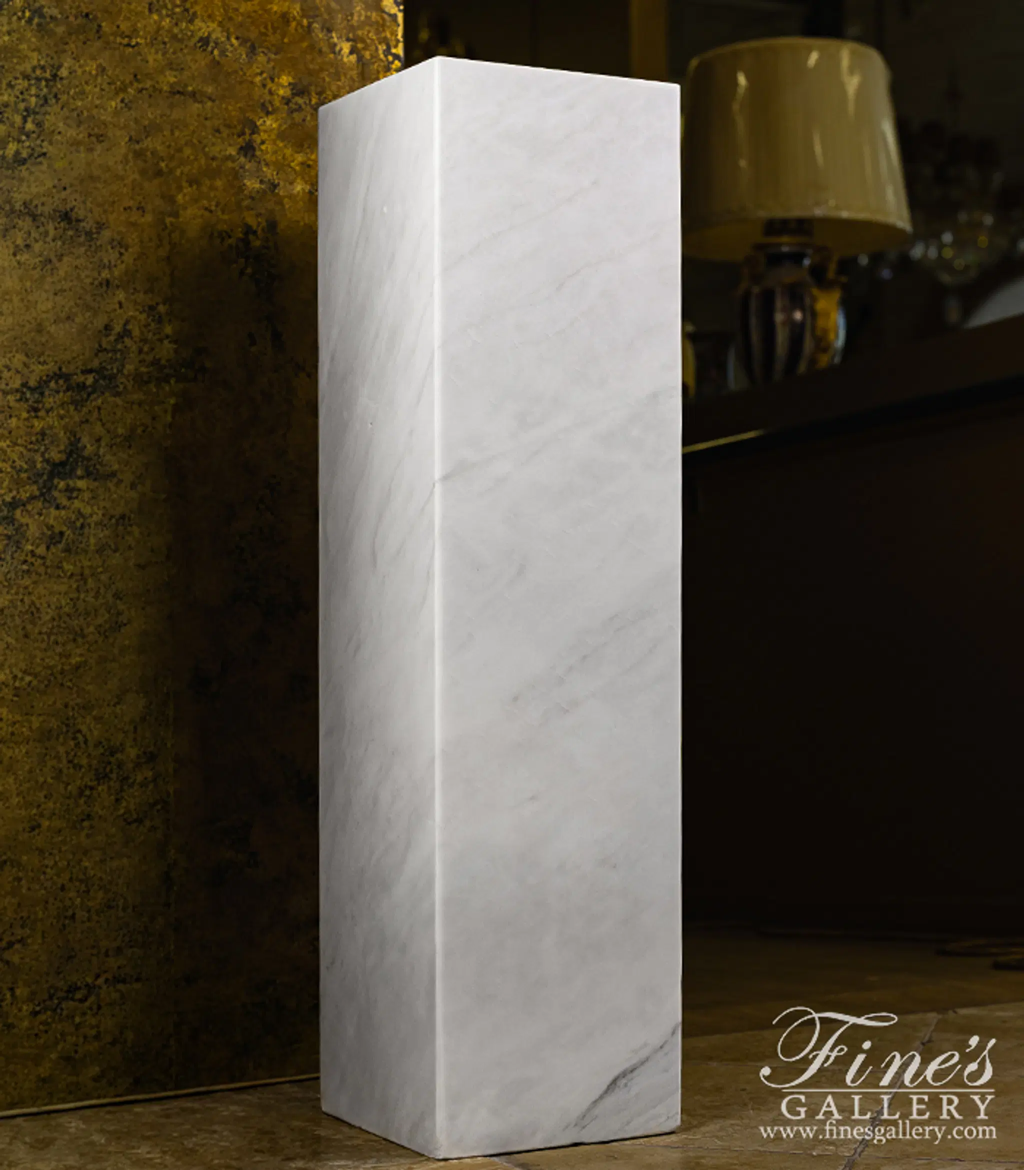 Contemporary White Marble Pedestal - Elegant Carved Display Base for Home Decor — Model MBS-265 — detail view 1
