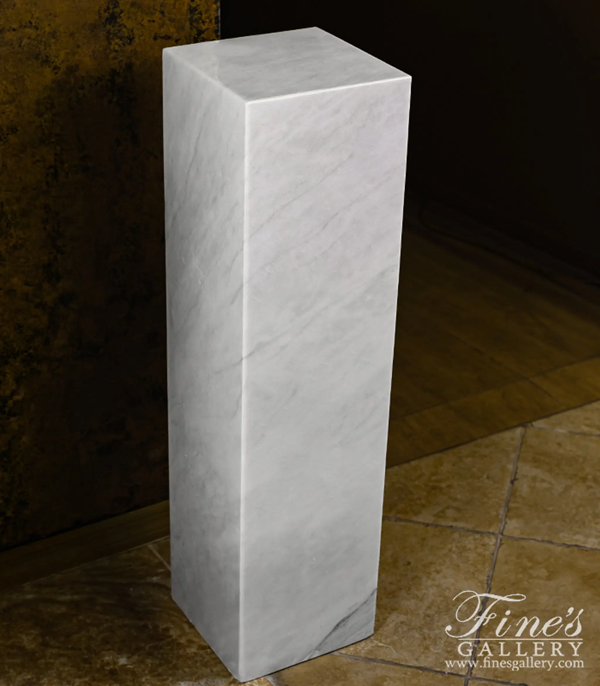 Contemporary White Marble Pedestal - Elegant Carved Display Base for Home Decor — Model MBS-265 — detail view 2