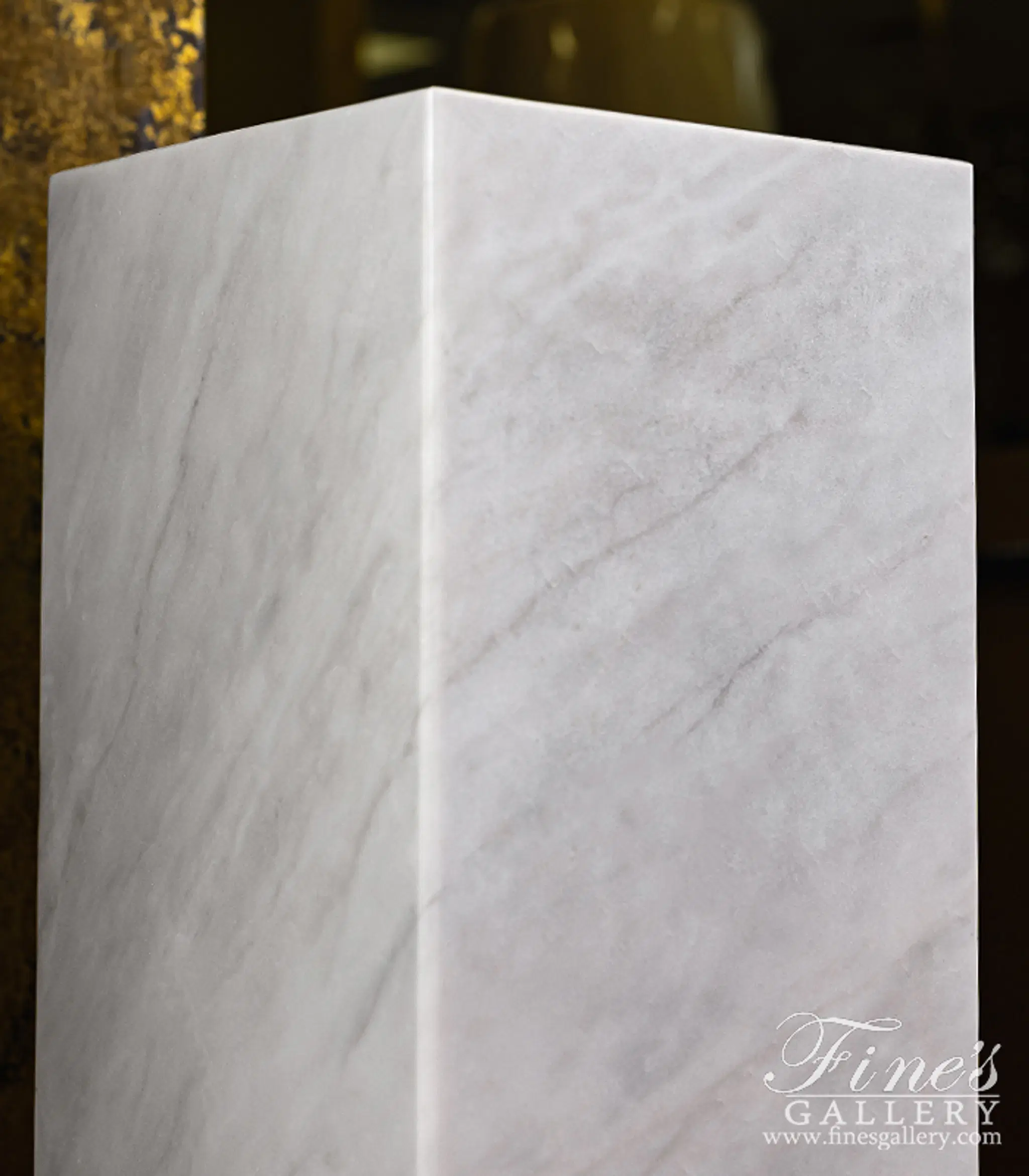 Contemporary White Marble Pedestal - Elegant Carved Display Base for Home Decor — Model MBS-265 — detail view 3