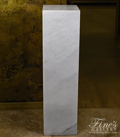 Contemporary White Marble Pedestal - Elegant Carved Display Base for Home Decor