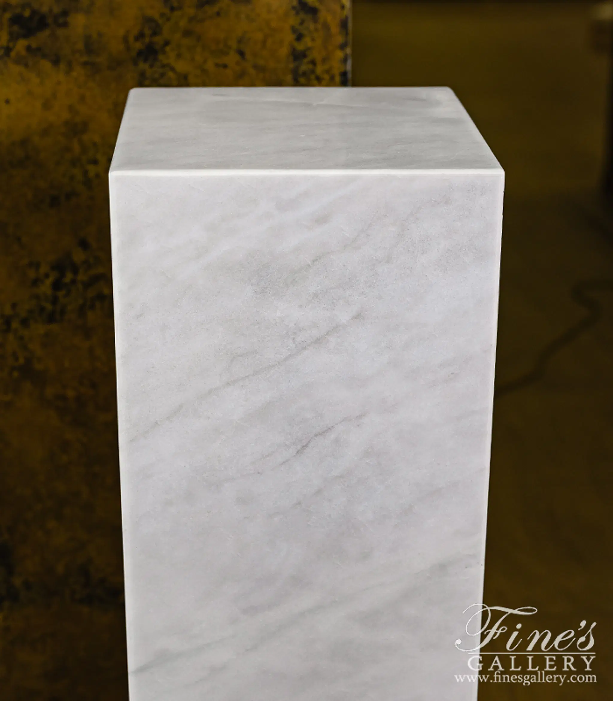 Contemporary White Marble Pedestal - Elegant Carved Display Base for Home Decor — Model MBS-265 — detail view 4