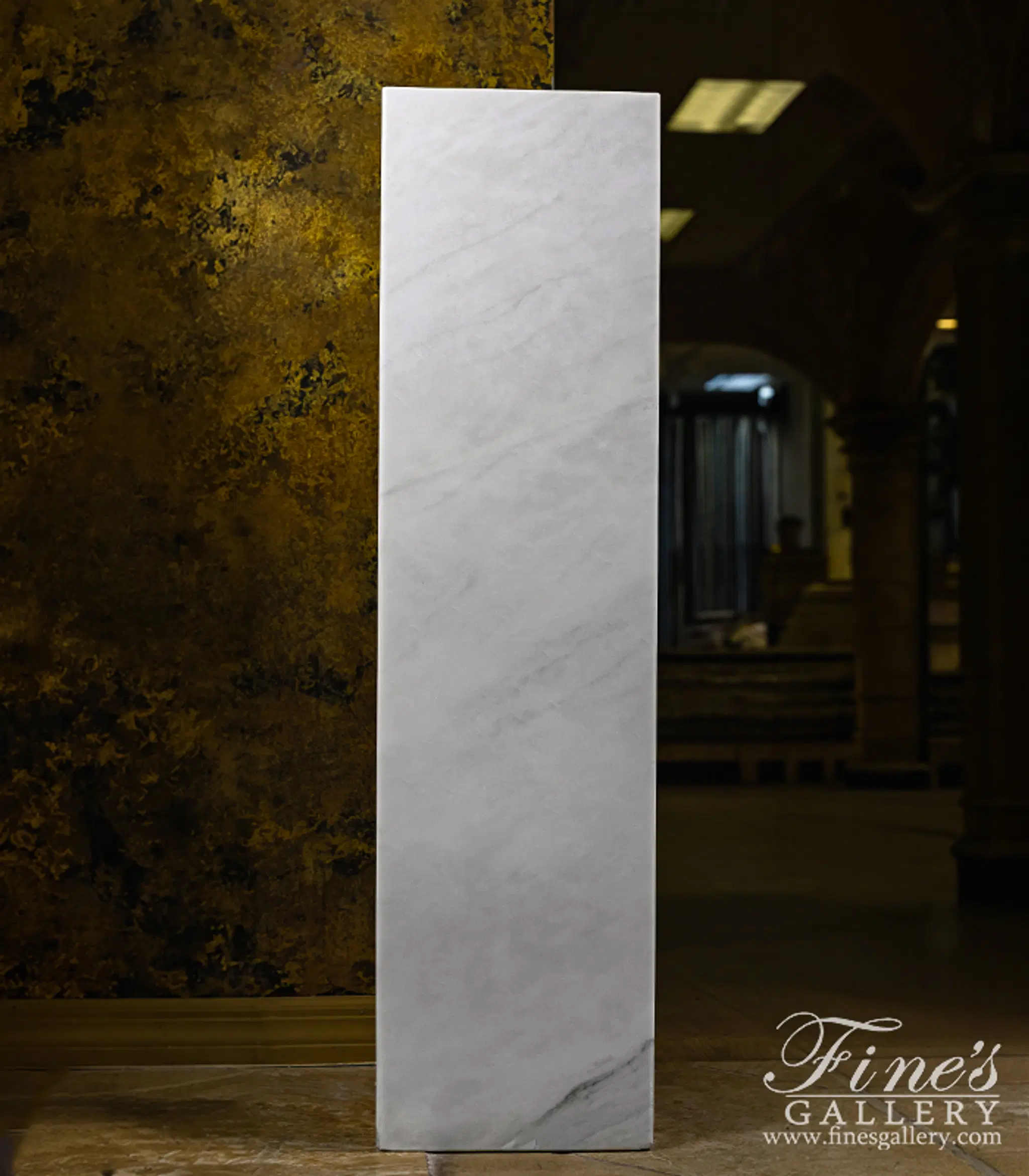 Contemporary White Marble Pedestal - Elegant Carved Display Base for Home Decor — Model MBS-265 — detail view 6