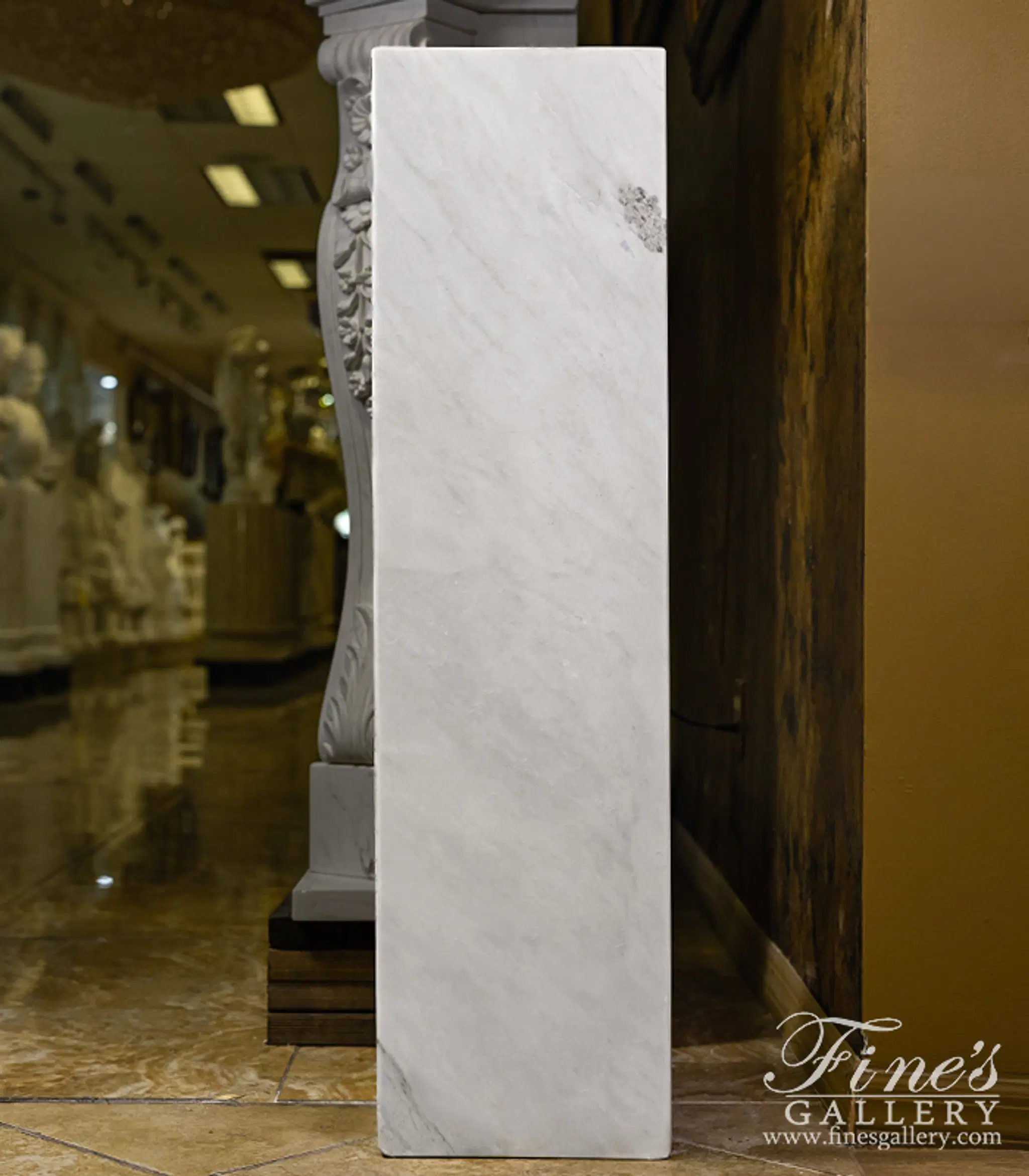 Contemporary White Marble Pedestal - Elegant Carved Display Base for Home Decor — Model MBS-265 — detail view 7