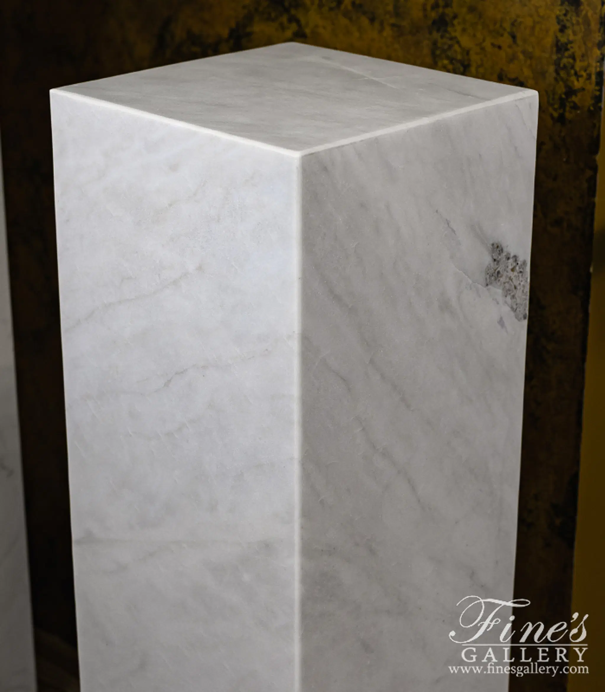 Contemporary White Marble Pedestal - Elegant Carved Display Base for Home Decor — Model MBS-265 — detail view 8