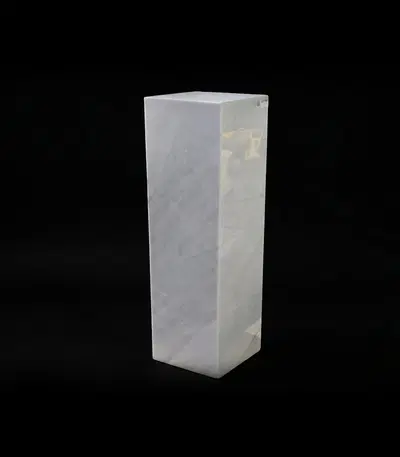 Contemporary White Marble Pedestal - Elegant Carved Display Base for Home Decor