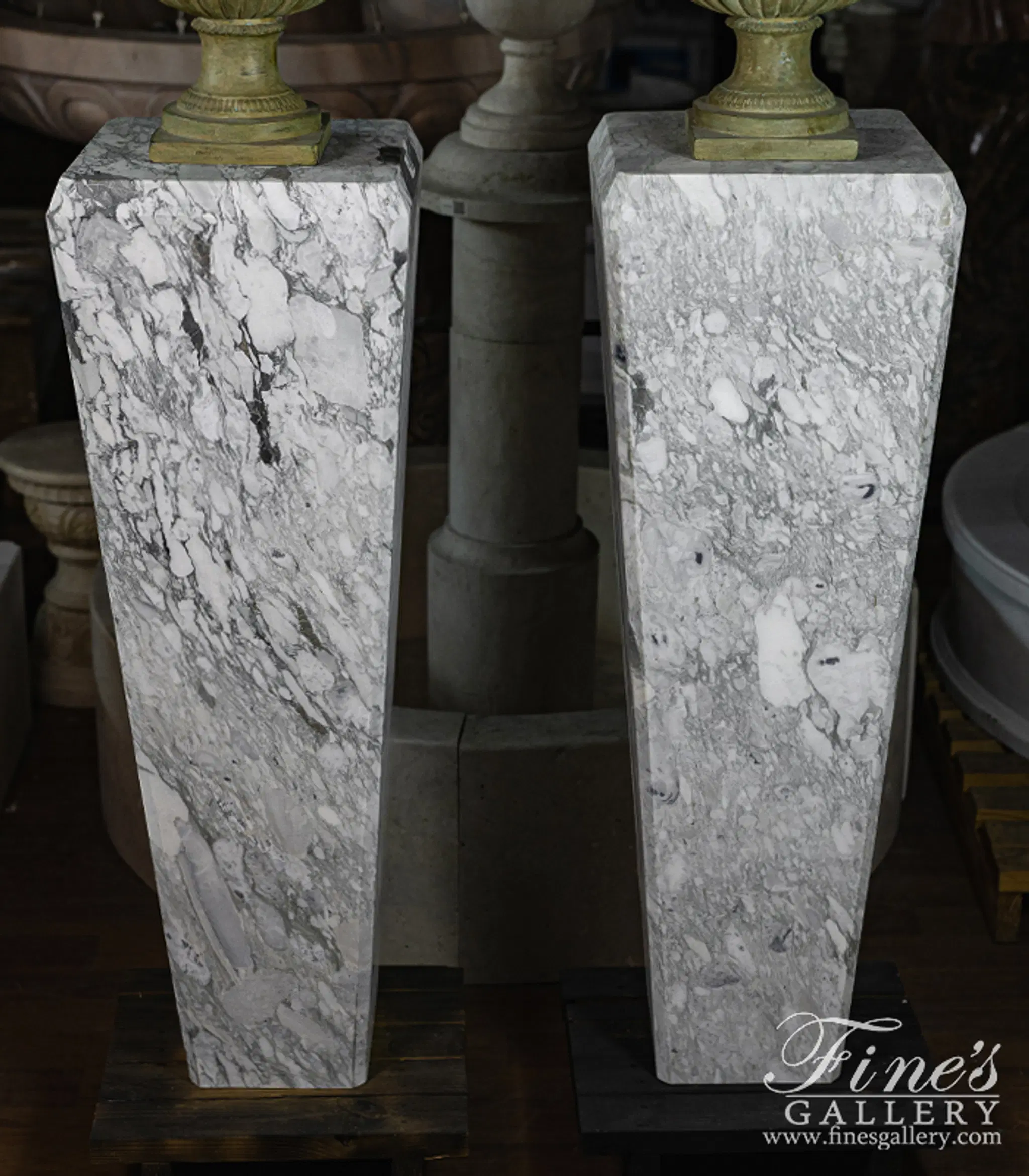 Arabascato Marble Pedestal Pair — Model MBS-294 — detail view 4