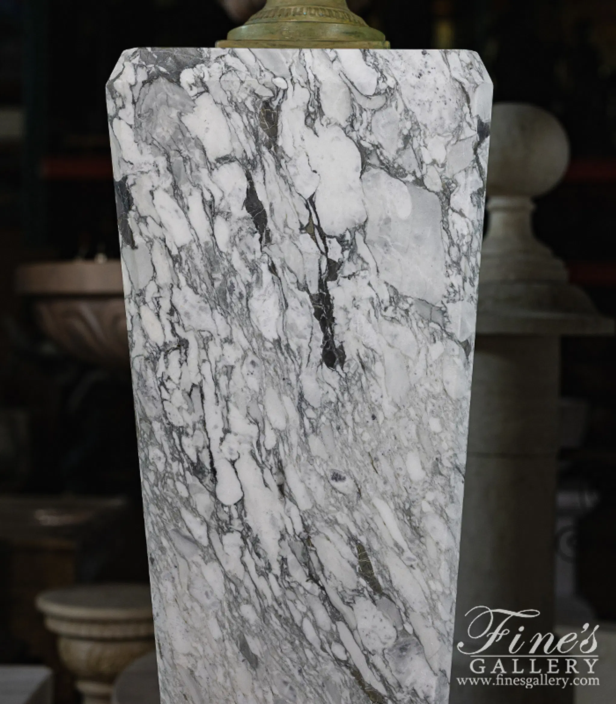 Arabascato Marble Pedestal Pair — Model MBS-294 — detail view 5