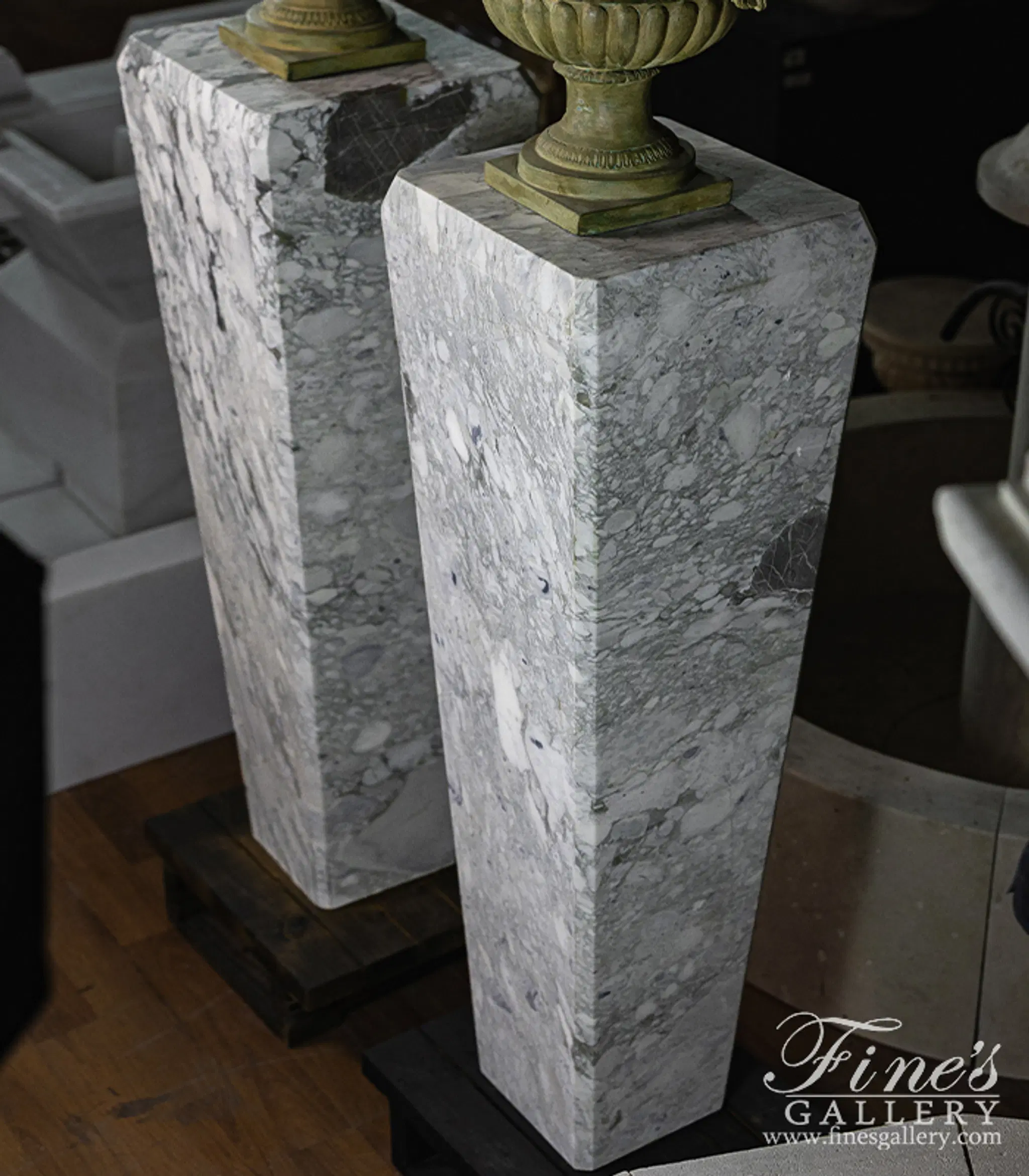 Arabascato Marble Pedestal Pair — Model MBS-294 — detail view 6
