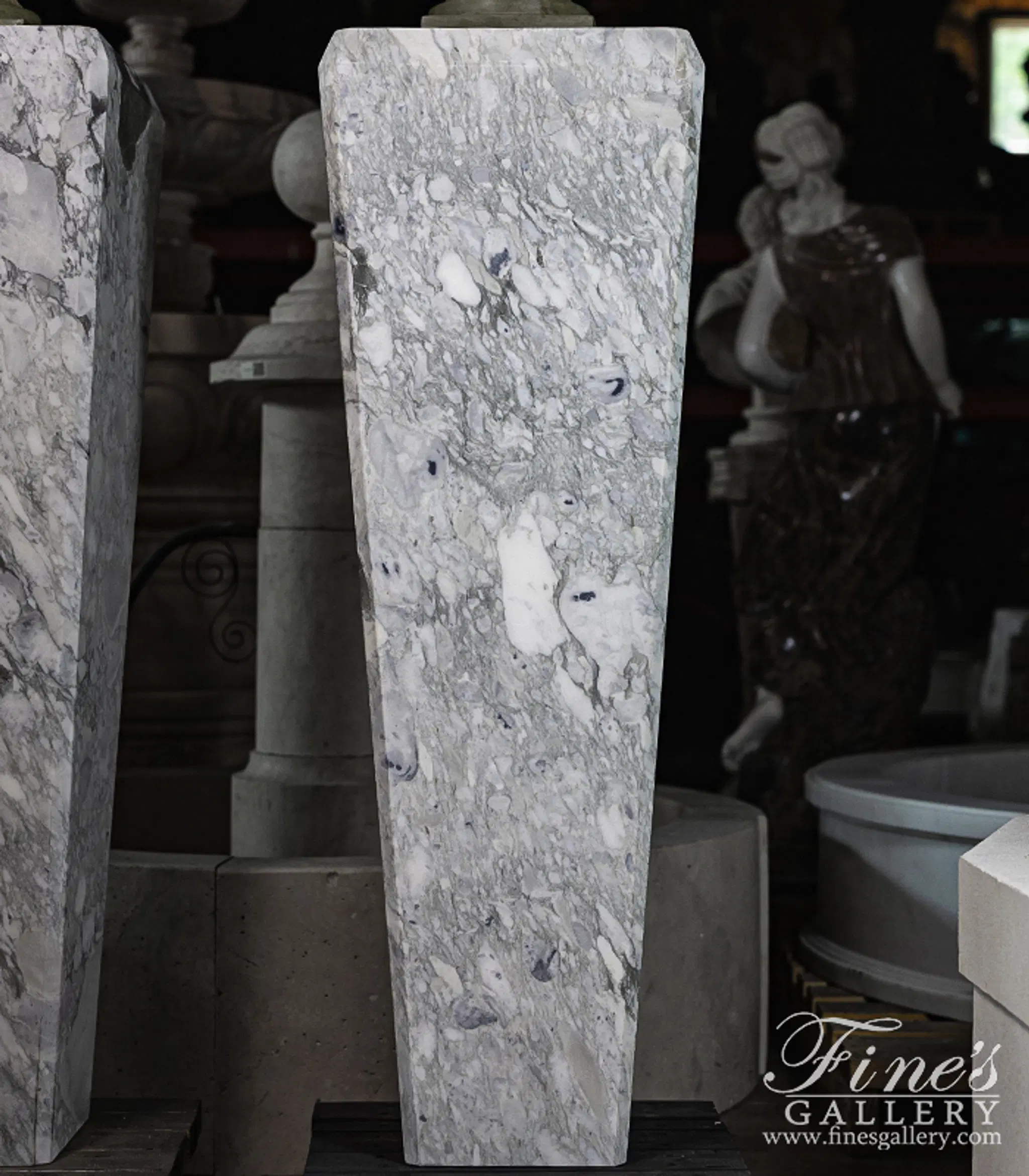 Arabascato Marble Pedestal Pair — Model MBS-294 — detail view 7