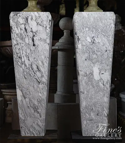 Arabascato Marble Pedestal Pair