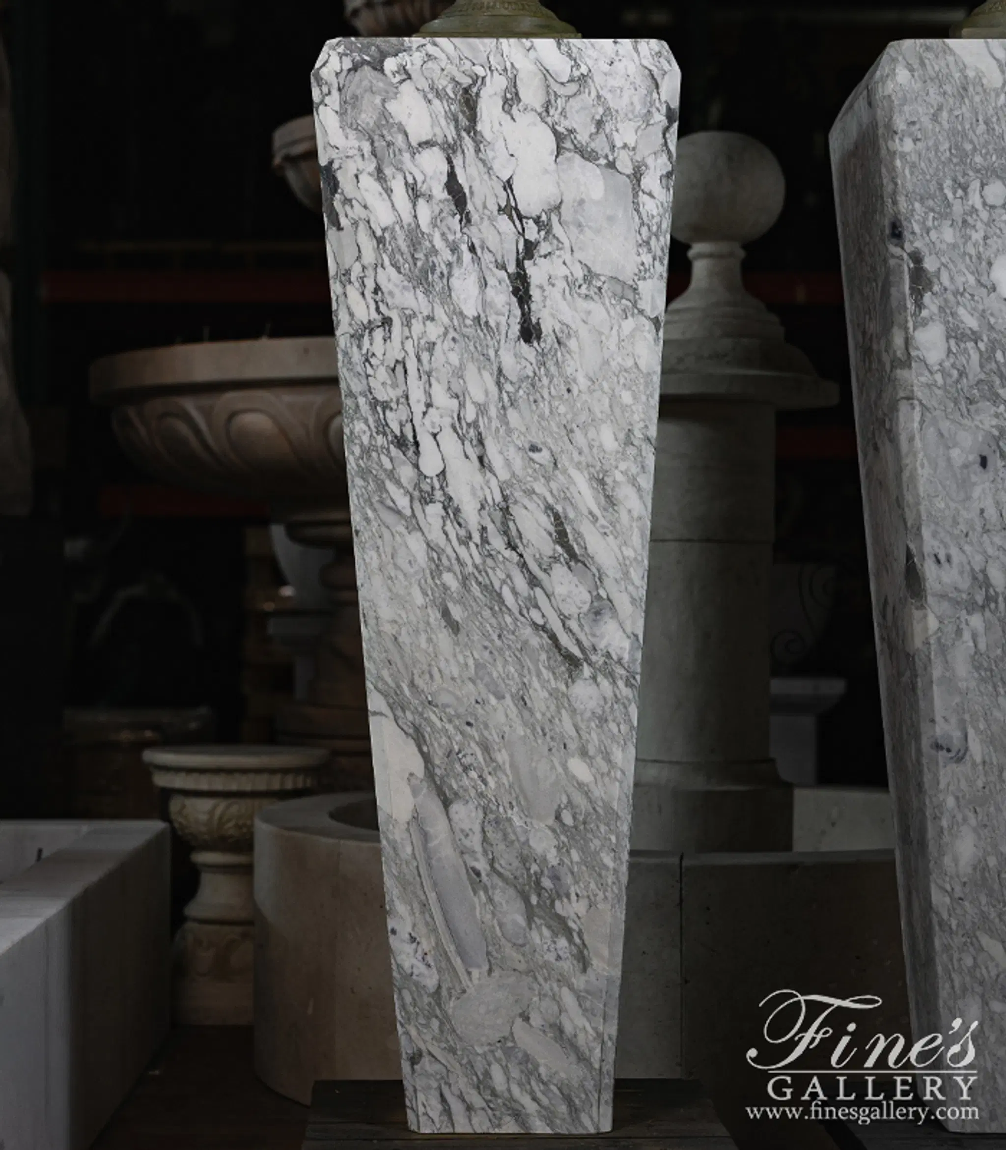 Arabascato Marble Pedestal Pair — Model MBS-294 — detail view 2