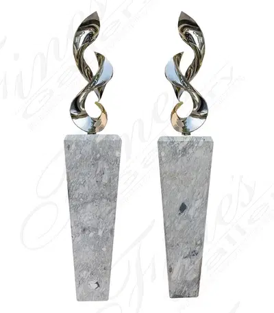 Arabascato Marble Pedestal Pair