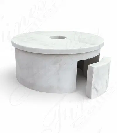 36 Inch Dia Hollow Pedestal In Statuary White Marble