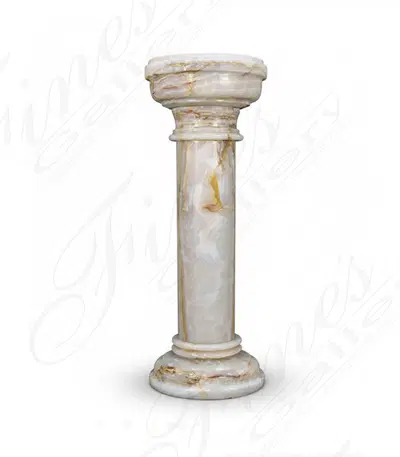 Decorative Art Pedestal in White Onyx