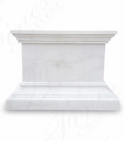 Oversized Statuary Marble Pedestal - White Decorative Base 43.5"W x 34.5"D x 29"H