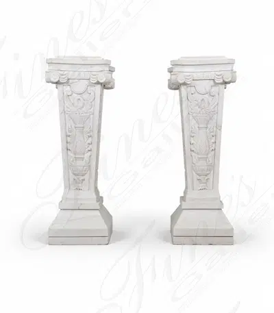 19th century style pedestals in hand carved marble