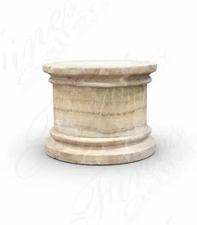 Round Honey Onyx Pedestal - Natural Stone Display Stand for Statuary & Art