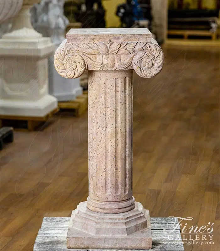 Vintage Ionic Style Pedestal in Rare Limestone