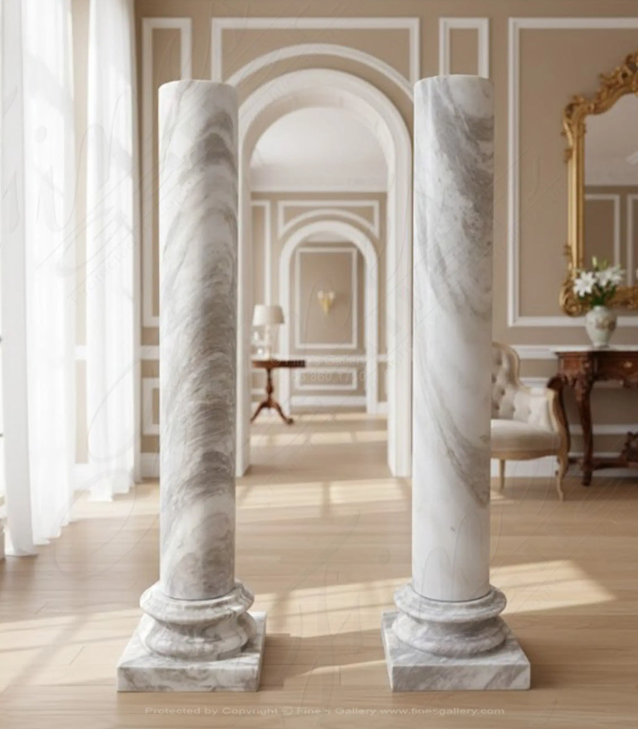 Pedestal Pair in Grecian Volokas Marble