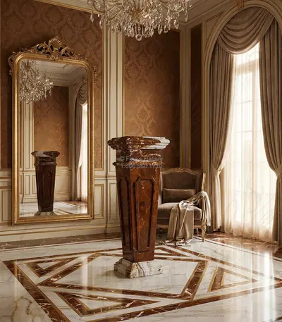 Belgium Red Marble Pedestal with Onyx Cap