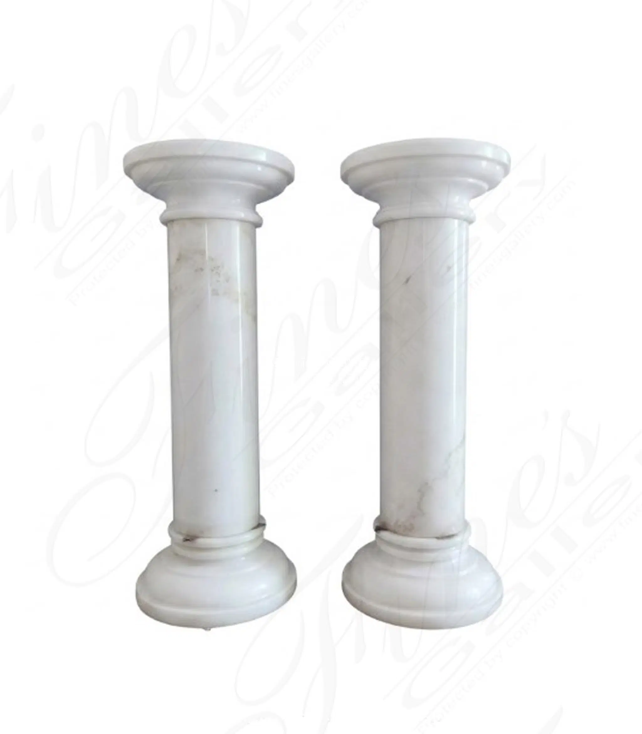 Classic Style Pedestal in Statuary Marble — Model MBS-362 — Hand-Crafted by Fine's Gallery