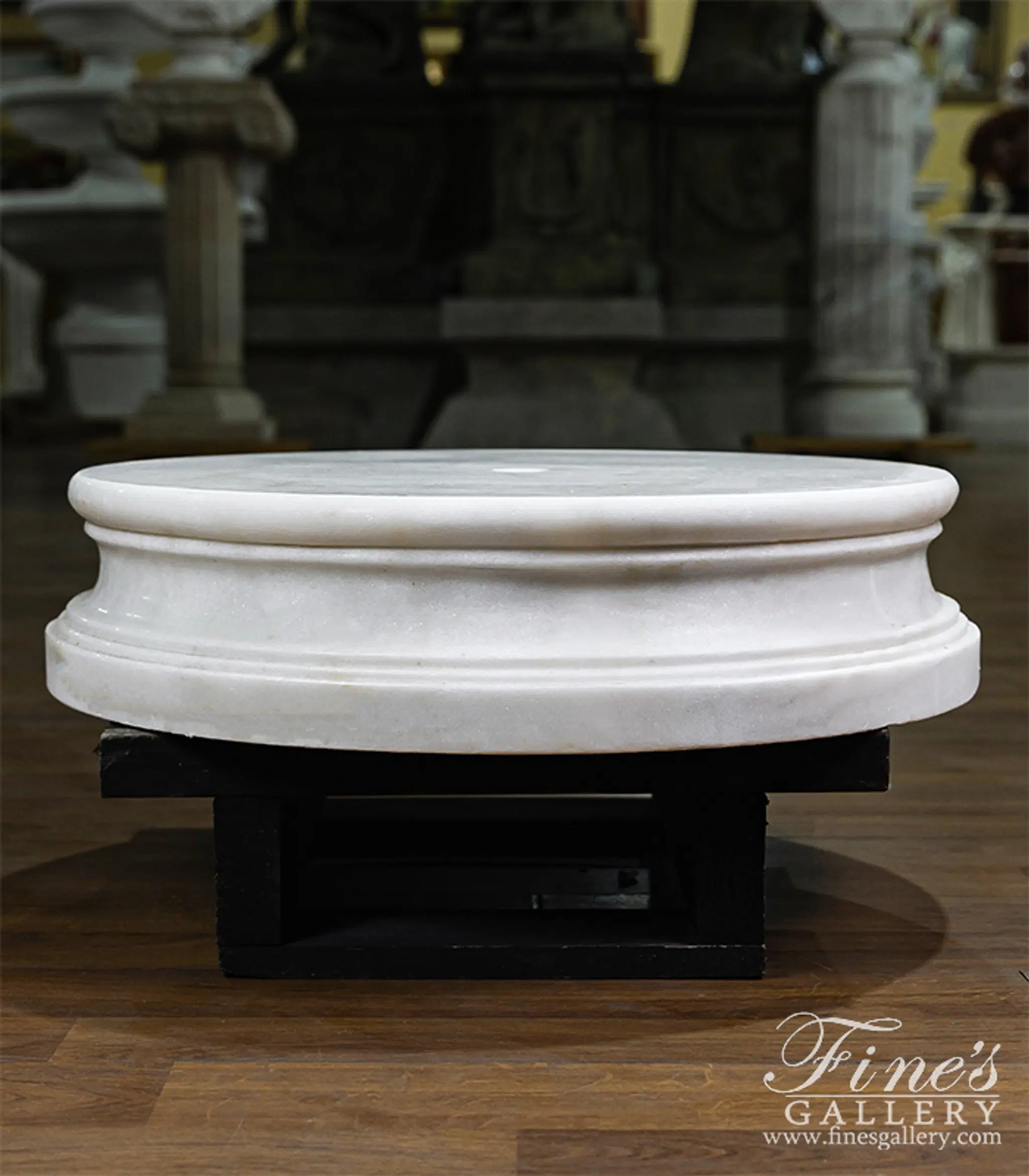Round Marble Fountain Base in Statuary Marble — Model MBS-365 — detail view 1
