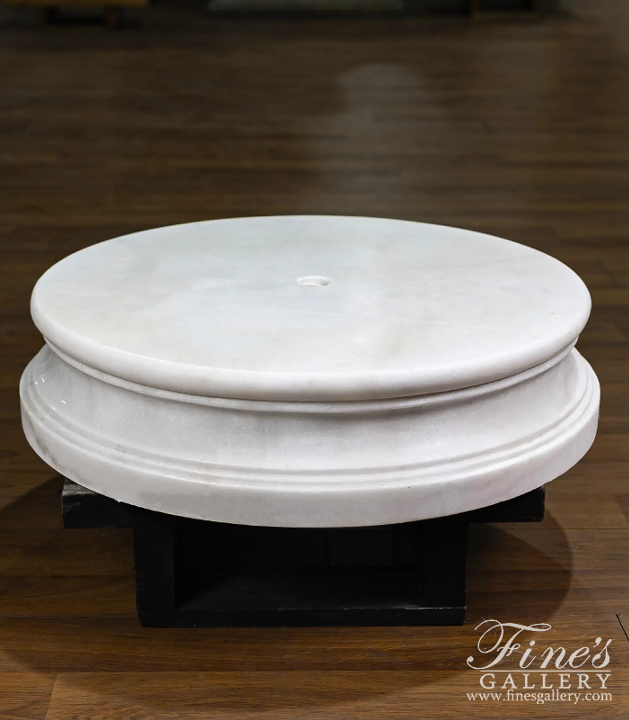 Round Marble Fountain Base in Statuary Marble — Model MBS-365 — detail view 2