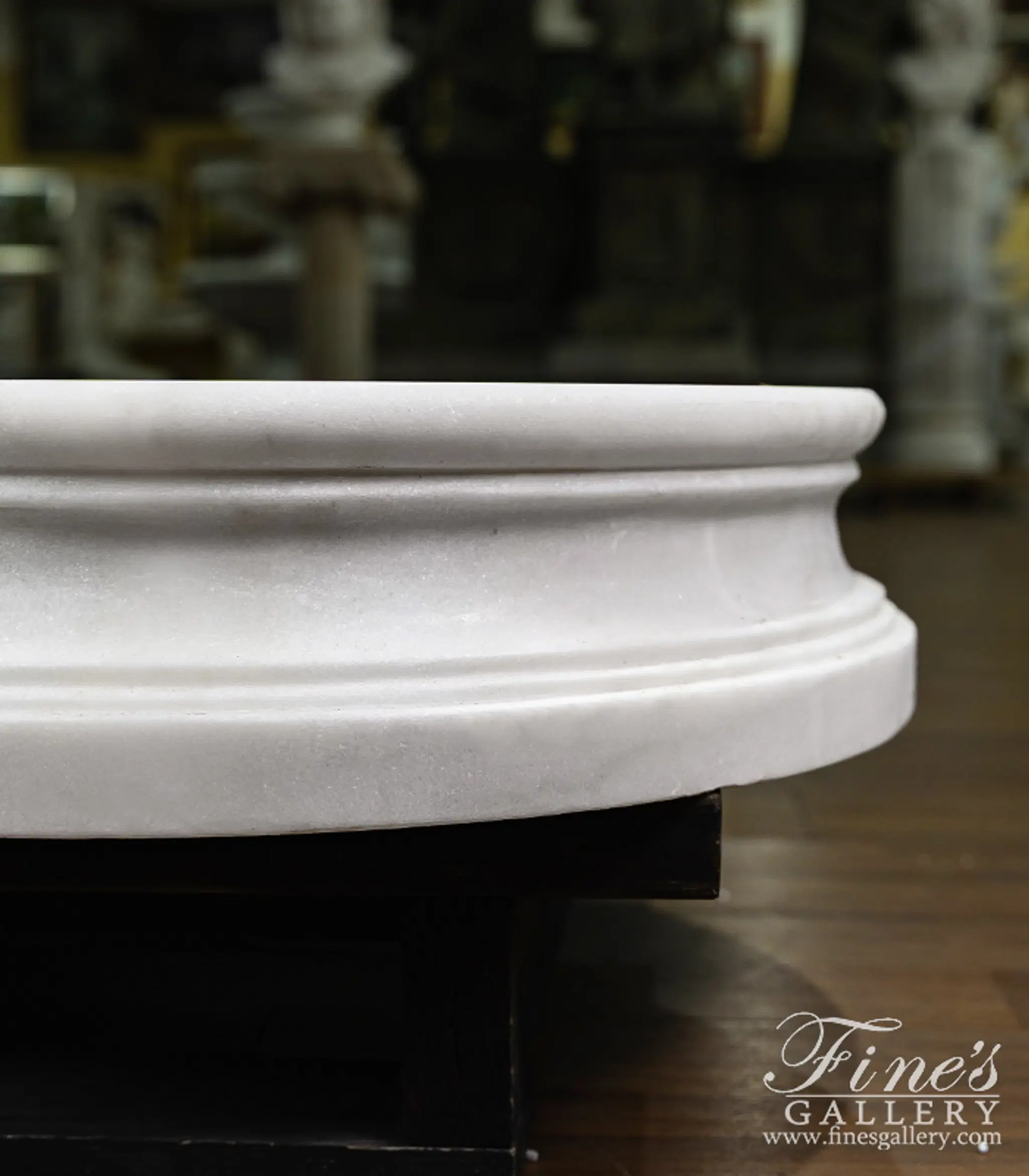 Round Marble Fountain Base in Statuary Marble — Model MBS-365 — detail view 3