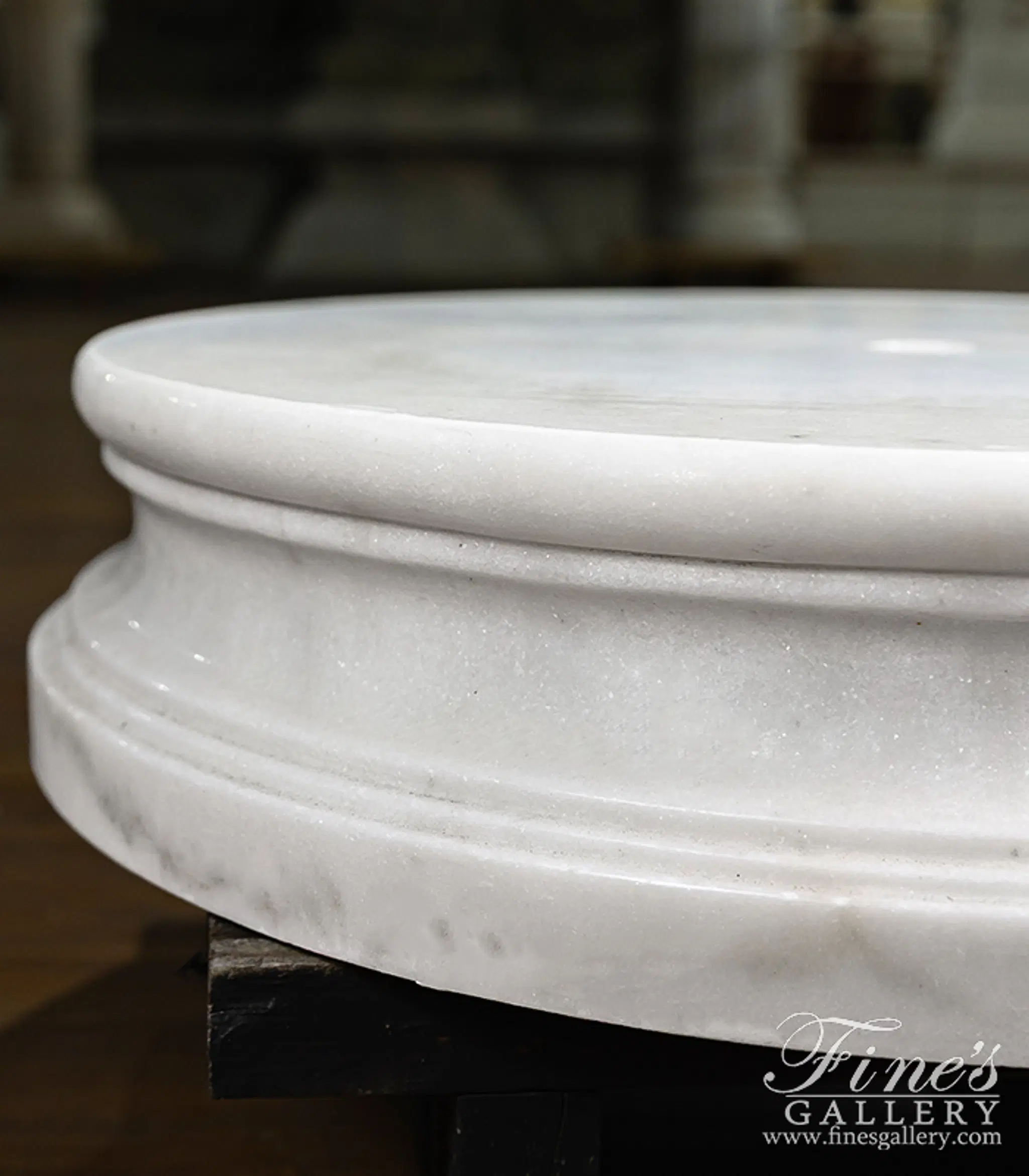 Round Marble Fountain Base in Statuary Marble — Model MBS-365 — detail view 5