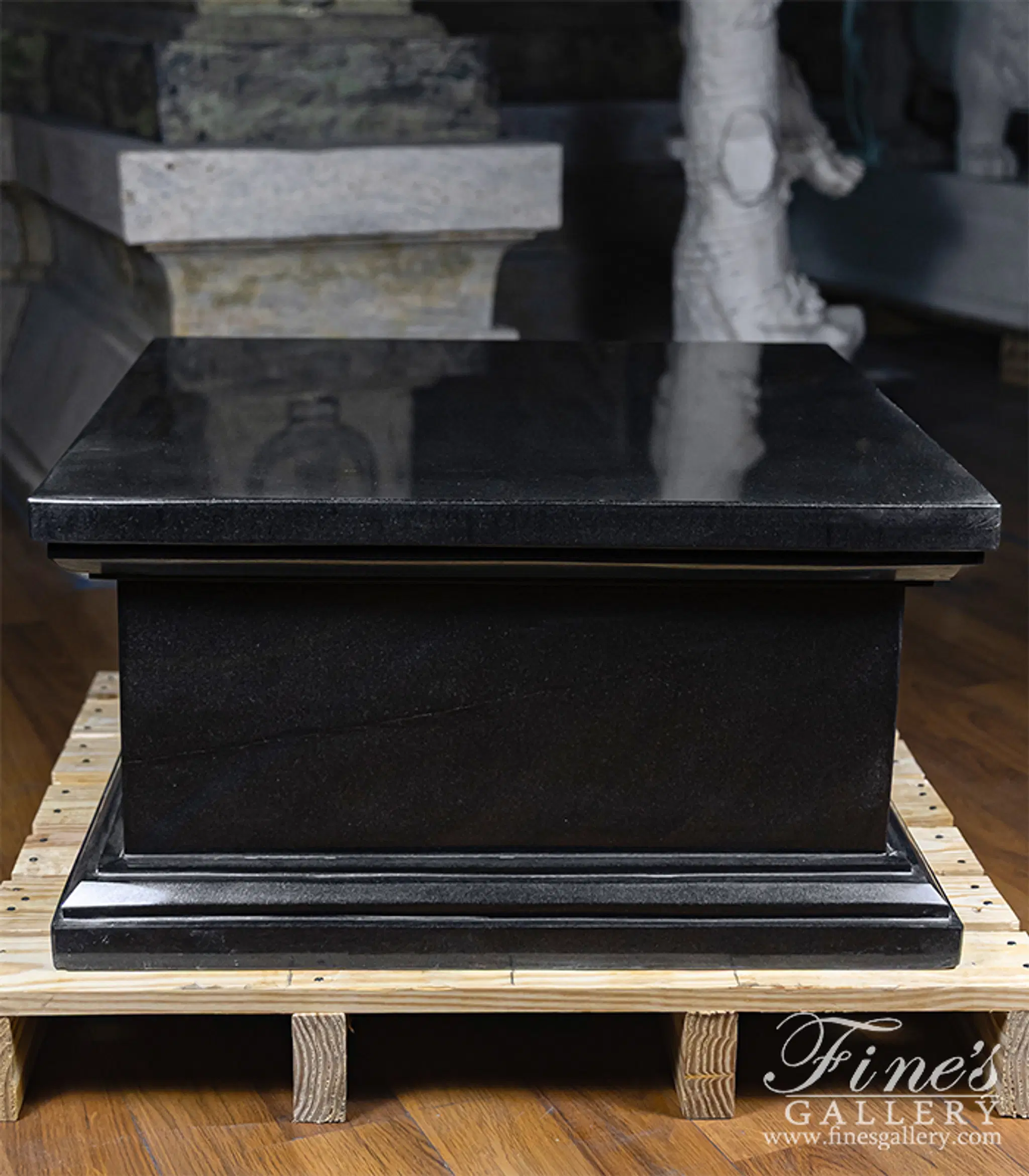 Classic Style Pedestal in Absolute Black Granite — Model MBS-367 — Hand-Crafted by Fine's Gallery