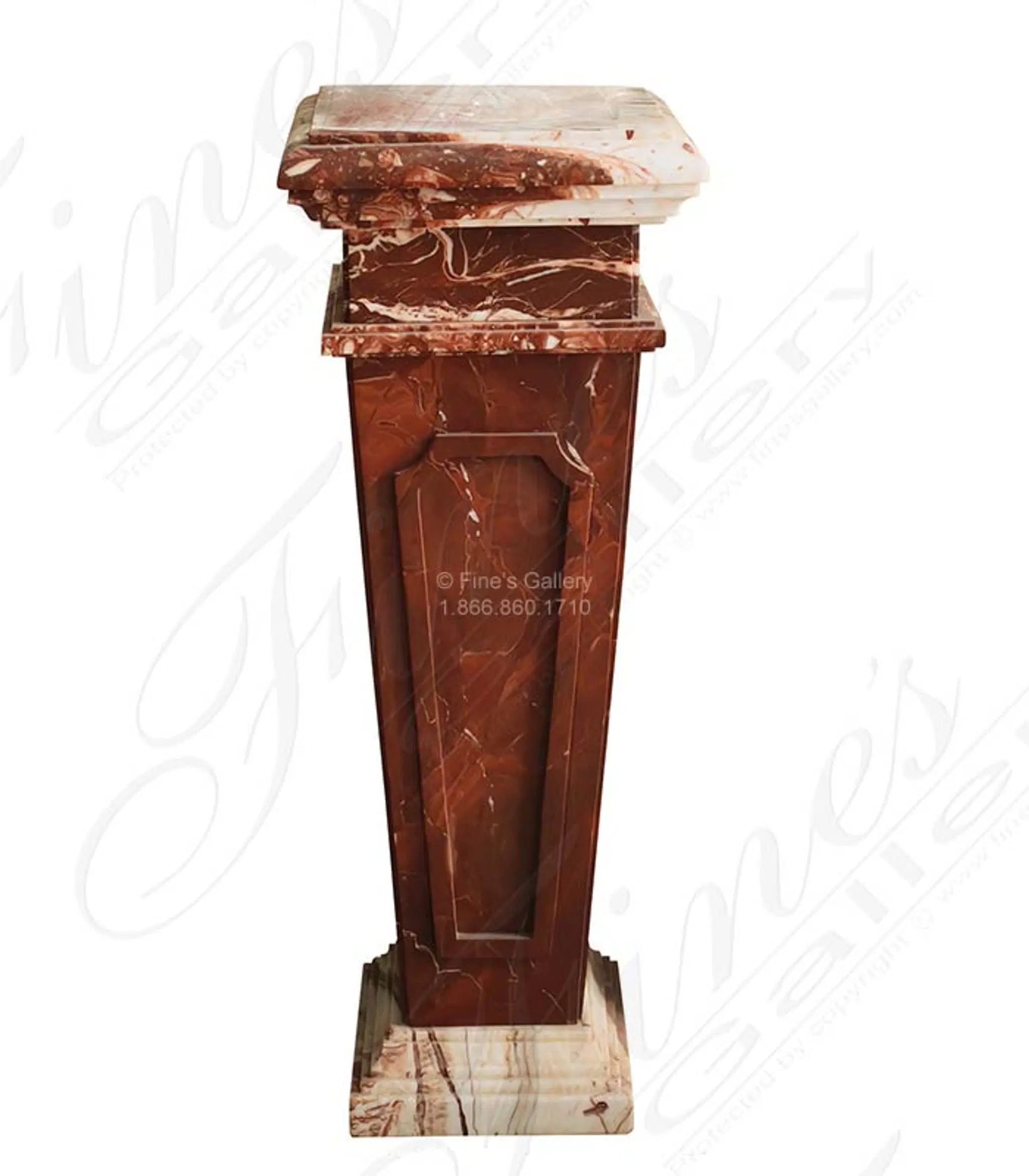 Belgium Red Marble Pedestal with Onyx Cap