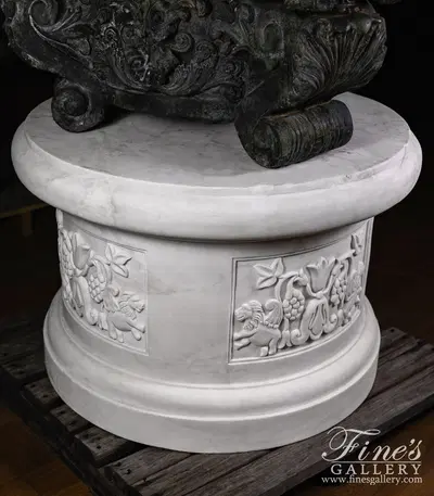 Winged Lions Marble Fountain Base in Statuary Marble