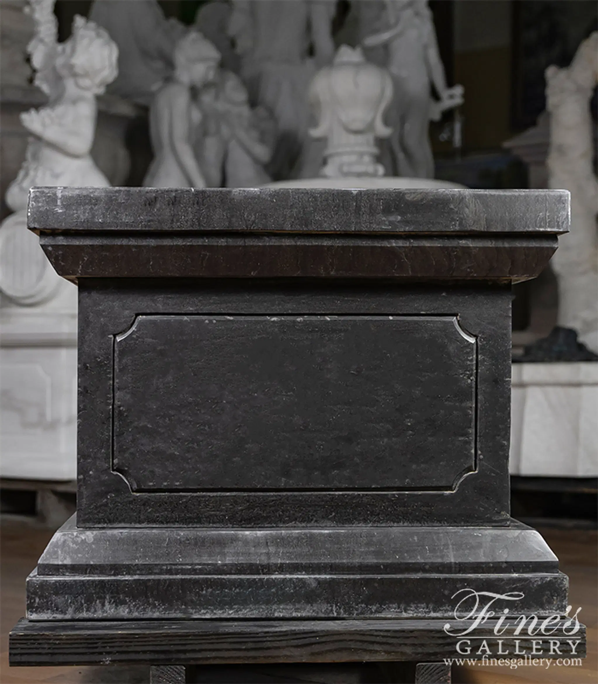 Classic Pedestal in Empador Black Marble — Model MBS-375 — Hand-Crafted by Fine's Gallery