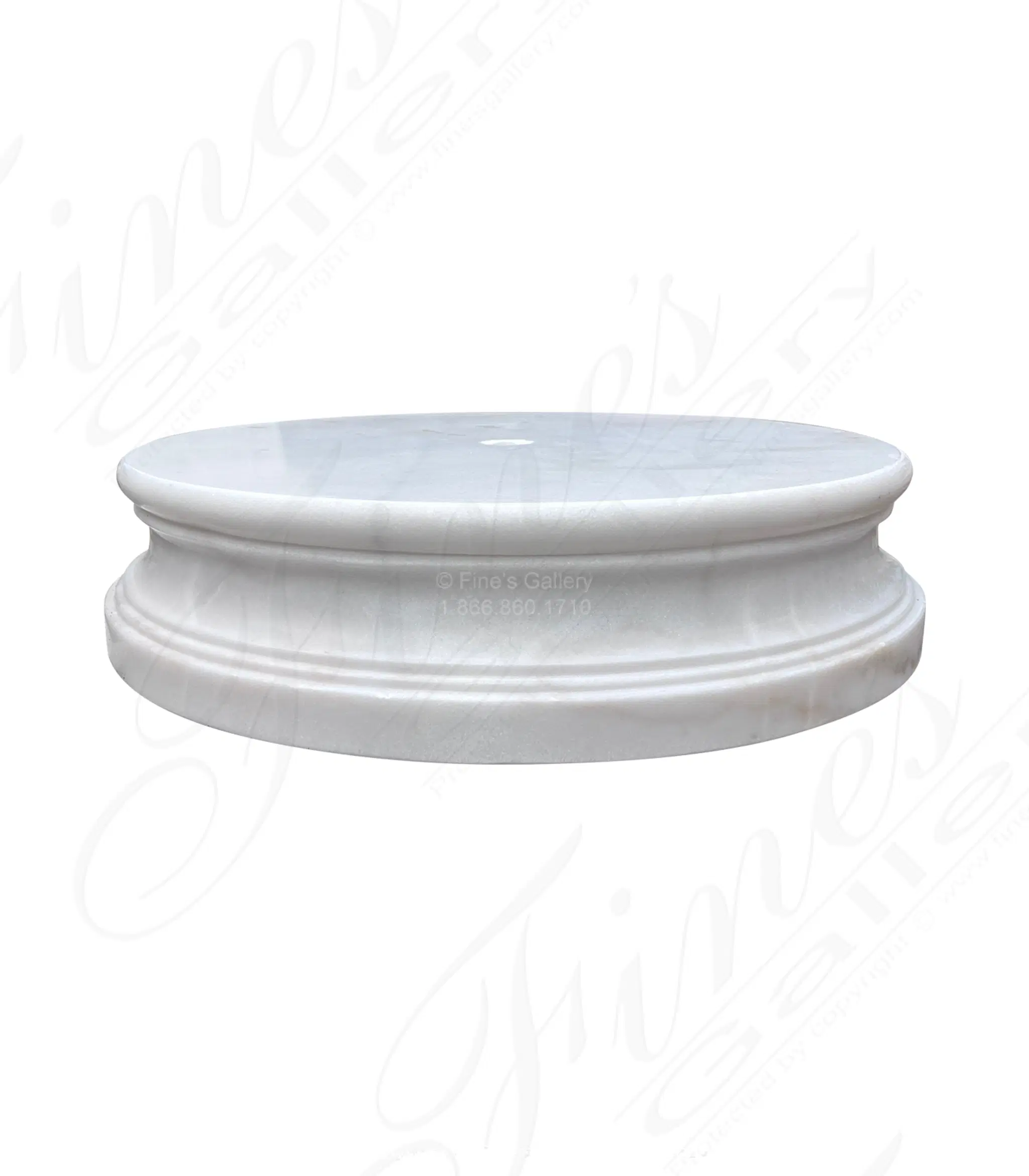 Round Marble Fountain Base in Statuary Marble — Model MBS-365 — Hand-Crafted by Fine's Gallery